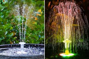 Solar Fountain Lights Up wt Night