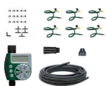 Complete Drip Irrigation Kit to Automatically Refill Bird Bath with Water on a Set Timer