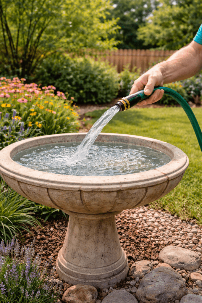 Fill Bird Bath with Water