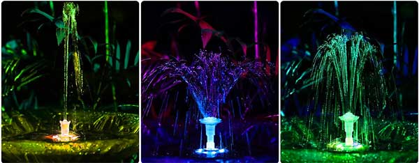 Fountain Light Colors and Spray Designs at Night