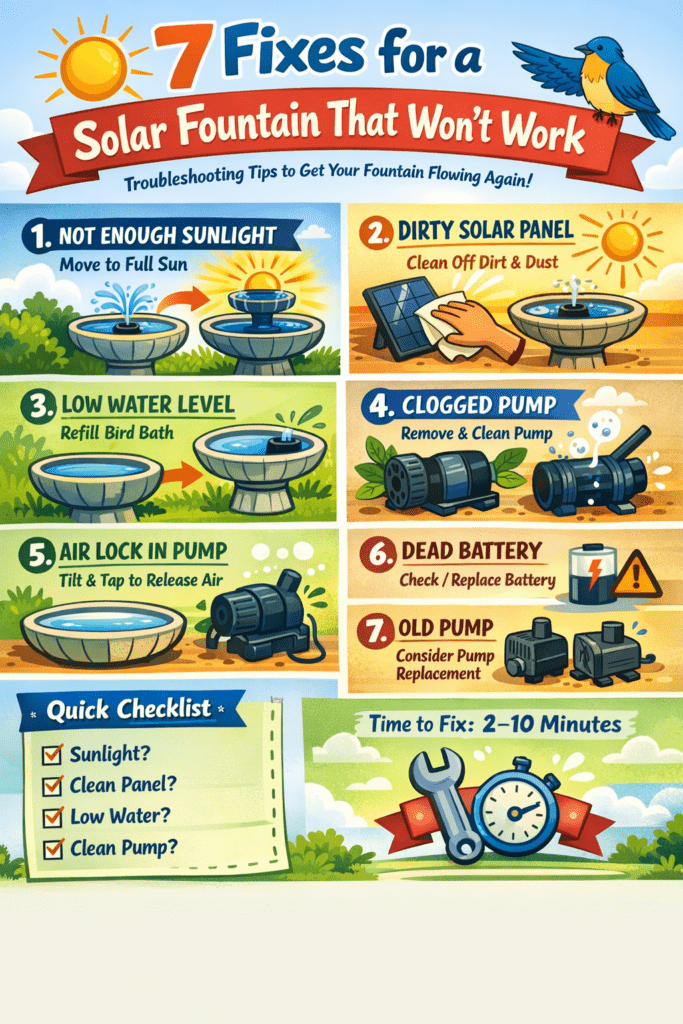 Infographic - Fixes for Solar Fountains that Aren't Working