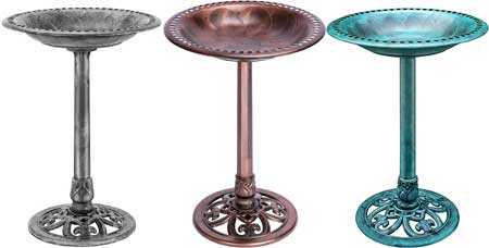 Metal Bird Bath Finishes: Bronze, Copper, Silver Grey or Turquoise Green