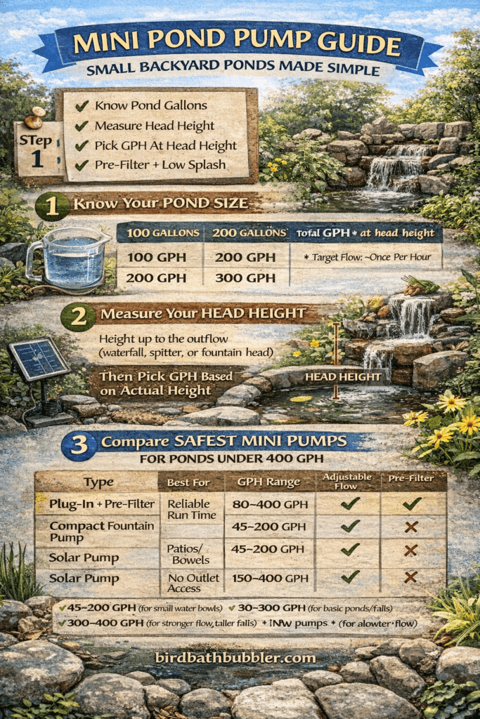 Infographic - Mini Pond Pump Guide for Small Backyards