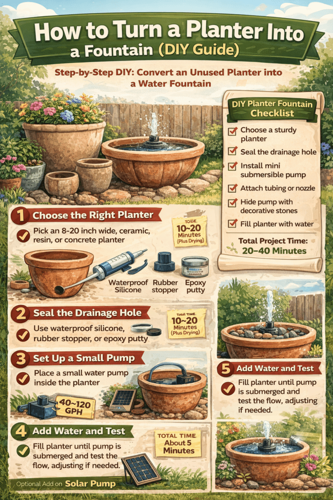 Infographic - How to Turn a Planter into a Fountain