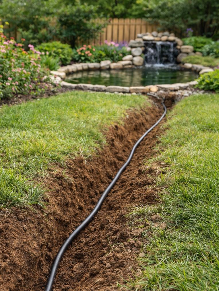 Trench Electrical Cord from House to Pond
