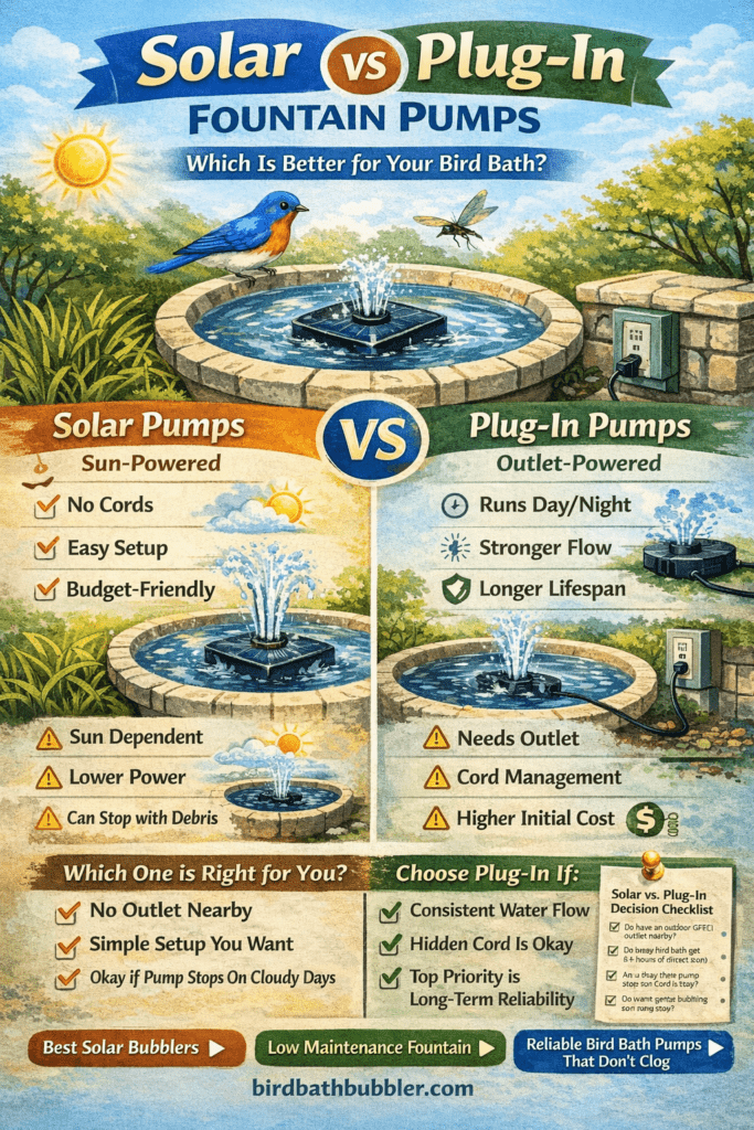Infographic - Solar VS Plug In Fountain Pumps - Which is Better for You?